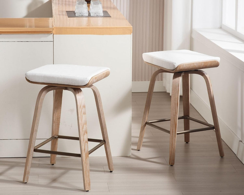HNY 26" Swivel Bar Stools Set of 2, Backless Counter Height Bar Stools w...
