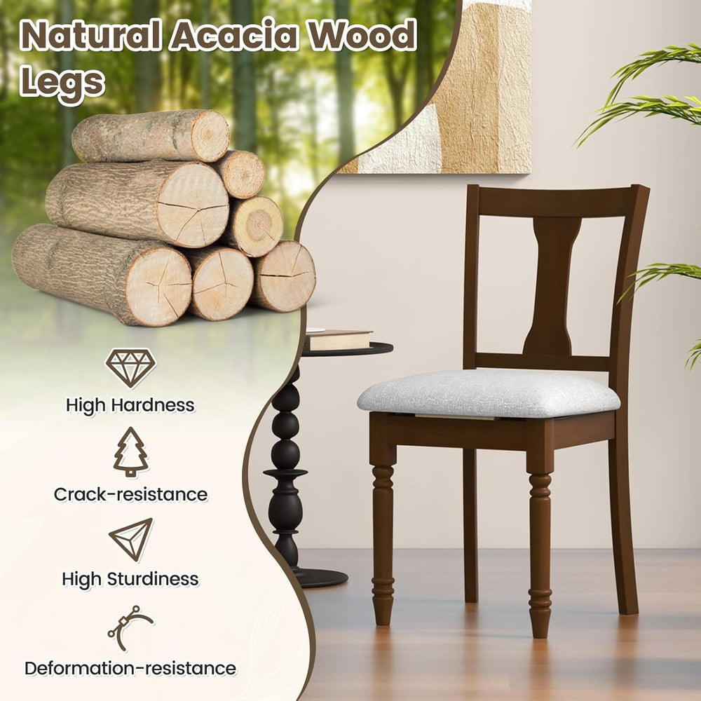 GIANTEX Wood Dining Chairs Set of 2, Farmhouse Dining Room Chair with Cushion...