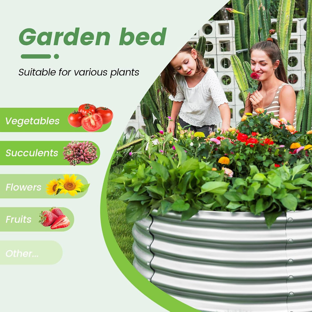 Land Guard 3×3×3ft Galvanized Raised Garden Bed Kit, Round Galvanized Planter...