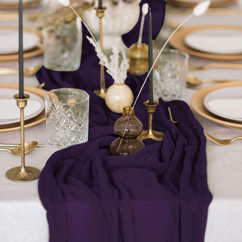 FANPROMS Purple Cheesecloth Table Runner 6 Pack 10FT Rustic Gauze Table Runne...