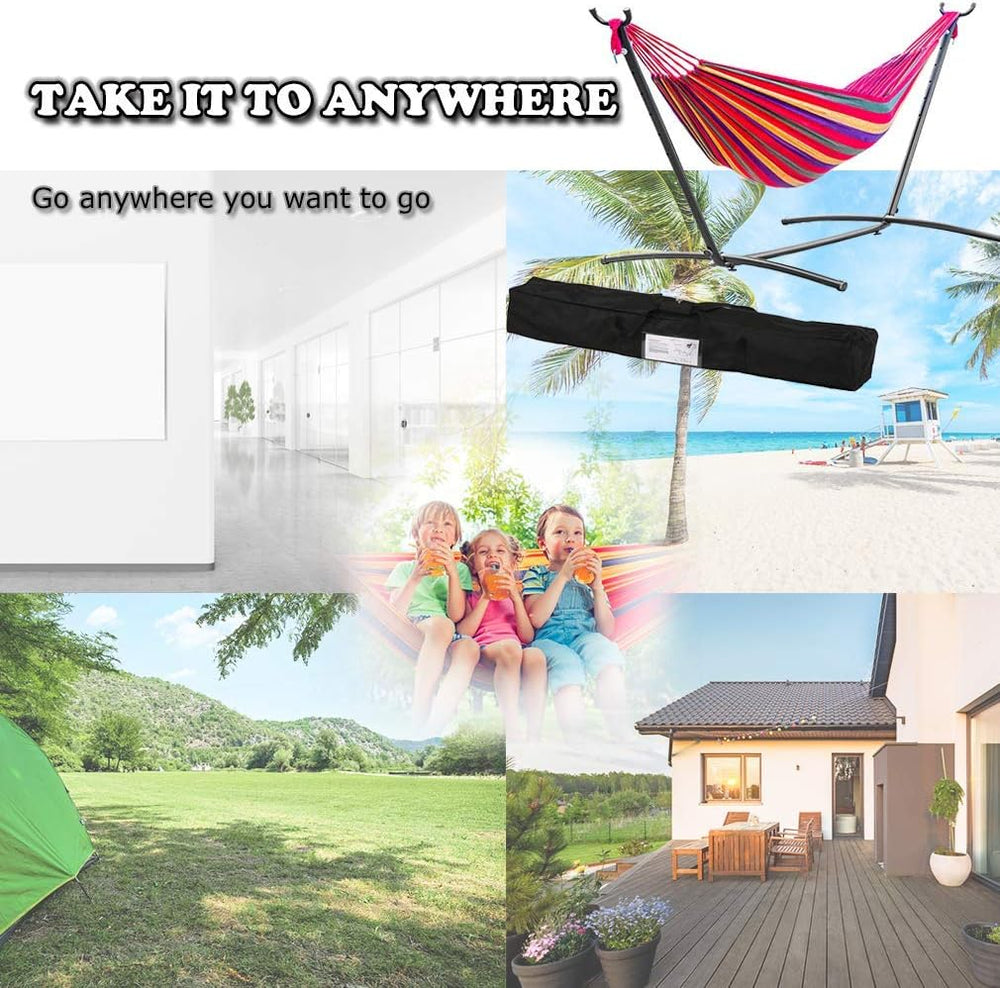 Hammock and Stand Heavy Duty Portable Solid Steel Stand with Carrying Case Ad...