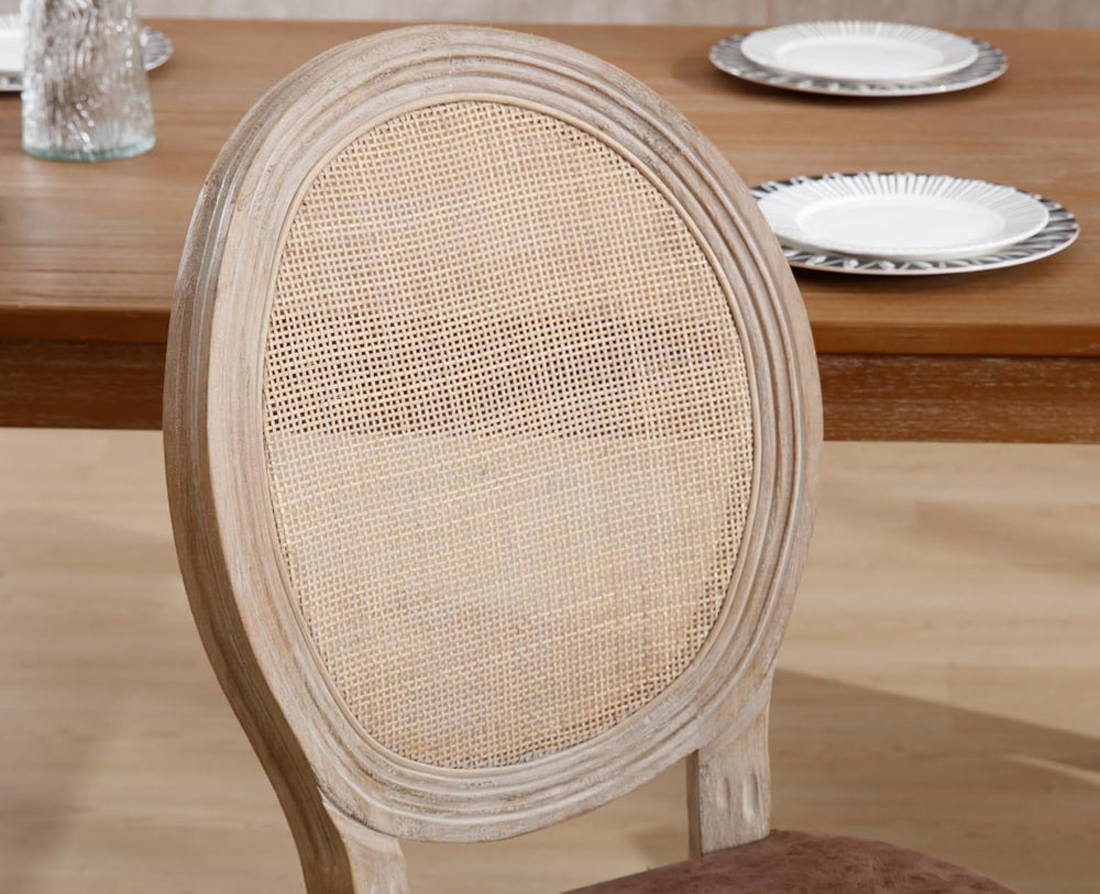 chairus Farmhouse Rattan Dining Chairs Set of 8, Leather French Country Chair...