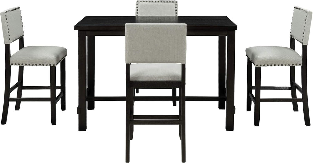 Merax 5 Pieces Counter Height Dining Set, Elegant Wooden Desk and 4 Upholster...