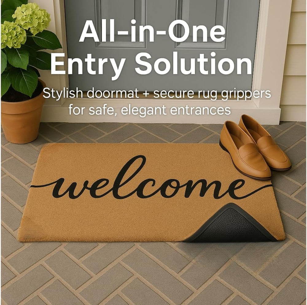 Casafoyer Natural Coir Front Door Mat 30 x 17 in, Non-Slip Indoor Outdoor Wel...