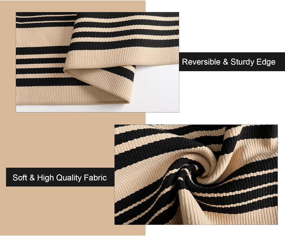 Striped Outdoor Rugs 3x5, Cotton Washable Fall Front Door Mat Decor