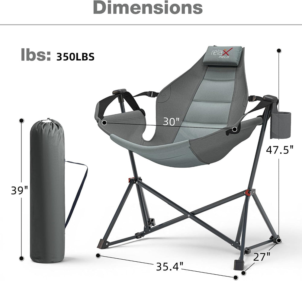 Hammock Camping Chair, Oversized Swinging Chair, 350LBS, Grey