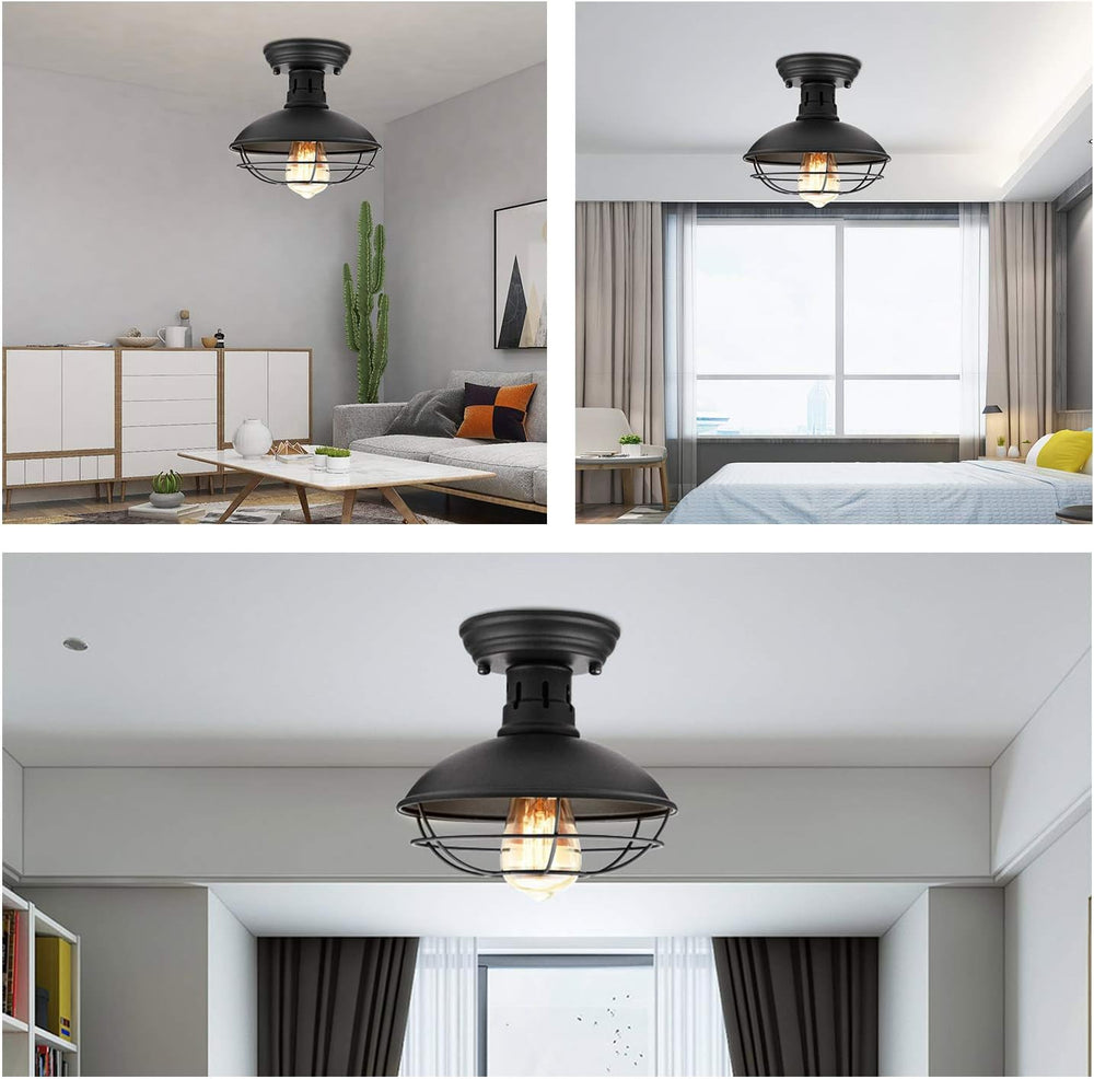 Farmhouse Flush Mount Ceiling Light - Easric Industrial Ceiling Light Fixture...
