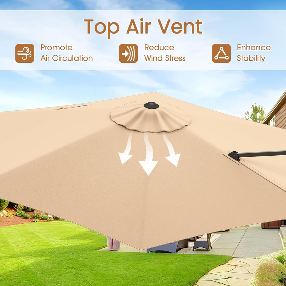 Tangkula 9 FT Cantilever Patio Umbrella, Heavy Duty Offset Outdoor Hanging Um...