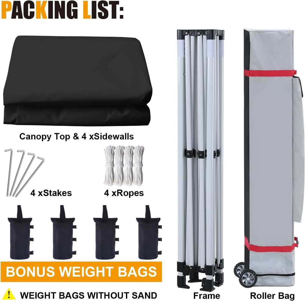HLong 10x10 Heavy Duty Pop-Up Canopy, Black