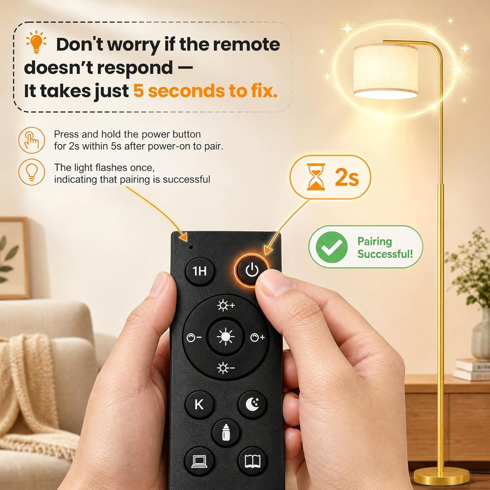 Arc Floor Lamp with Remote Control Dimmable Gold lamps for Living Room