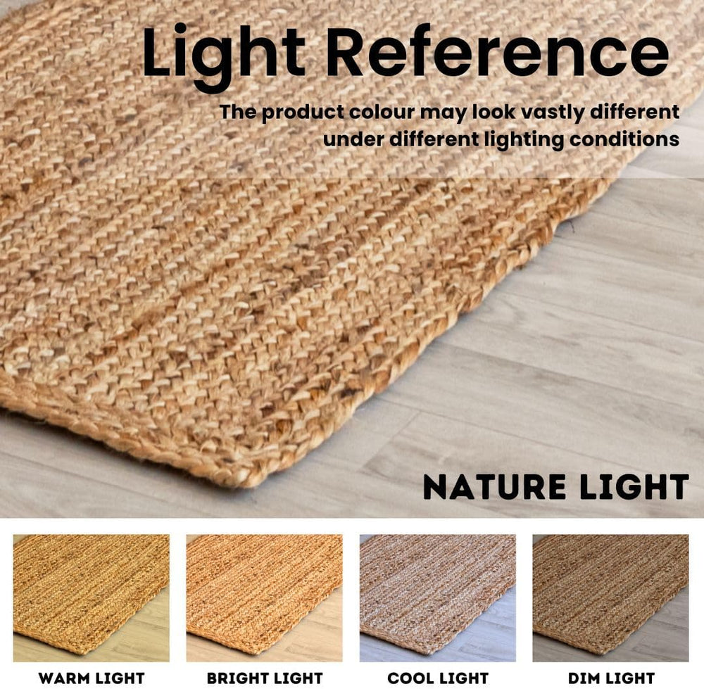 HOMEMONDE Solid Braided Jute Area Rug | 8' x 10' | Natural