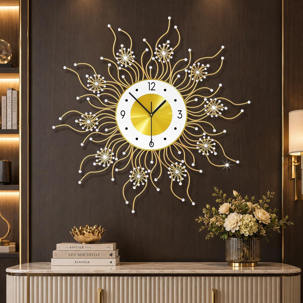 FLEBLE Decorative Large Wall Clocks Modern Clock Silent Battery Operated