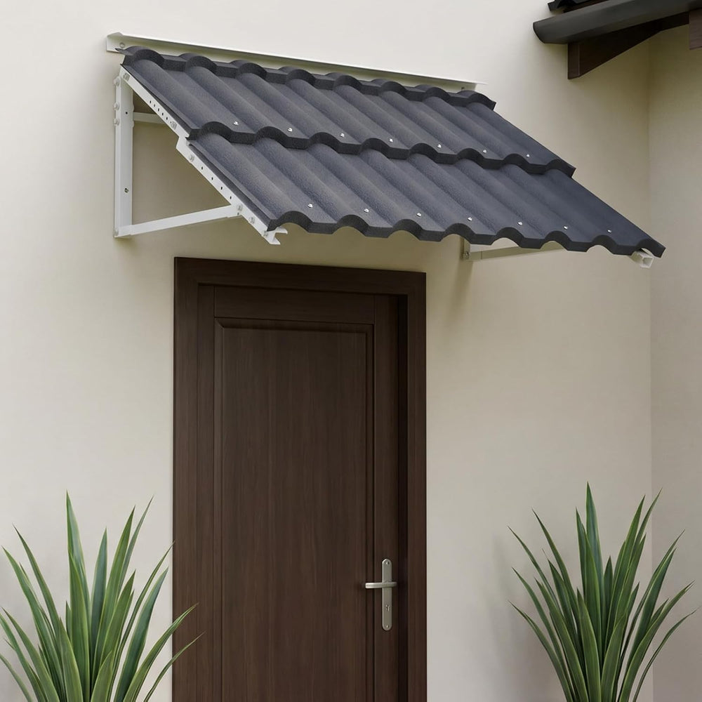 Aluminum Door Awning, 6-Level Adjustable Front Door Canopy, 52"x31"