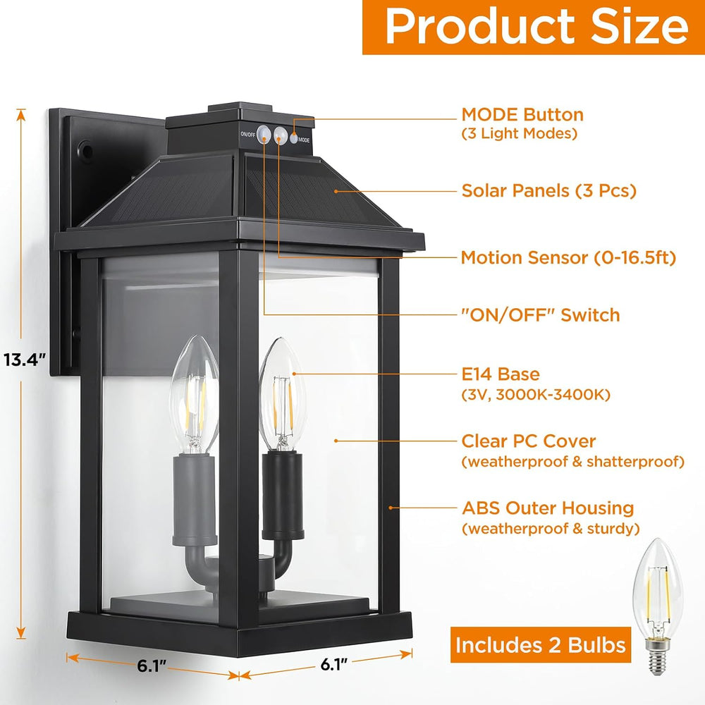 ropelux Solar Lights Outdoor Waterproof, 3 Modes Porch Lights, Motion Sensor ...