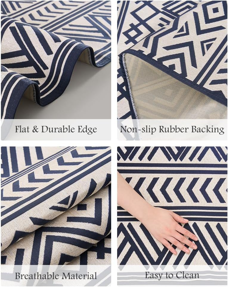 Outdoor Rug Carpet 9X12 ft, Flatweave Textured Outdoor Patio Rug Non Slip Ind...