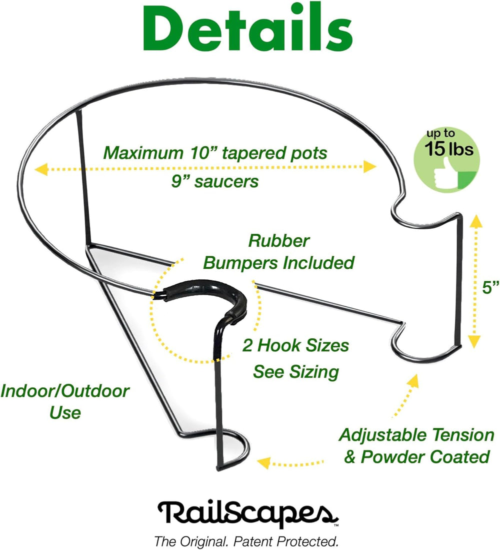 Bloem RailScapes Adjustable Floating Planter Hanger, Fits 0.5”-0.75” Balcony ...