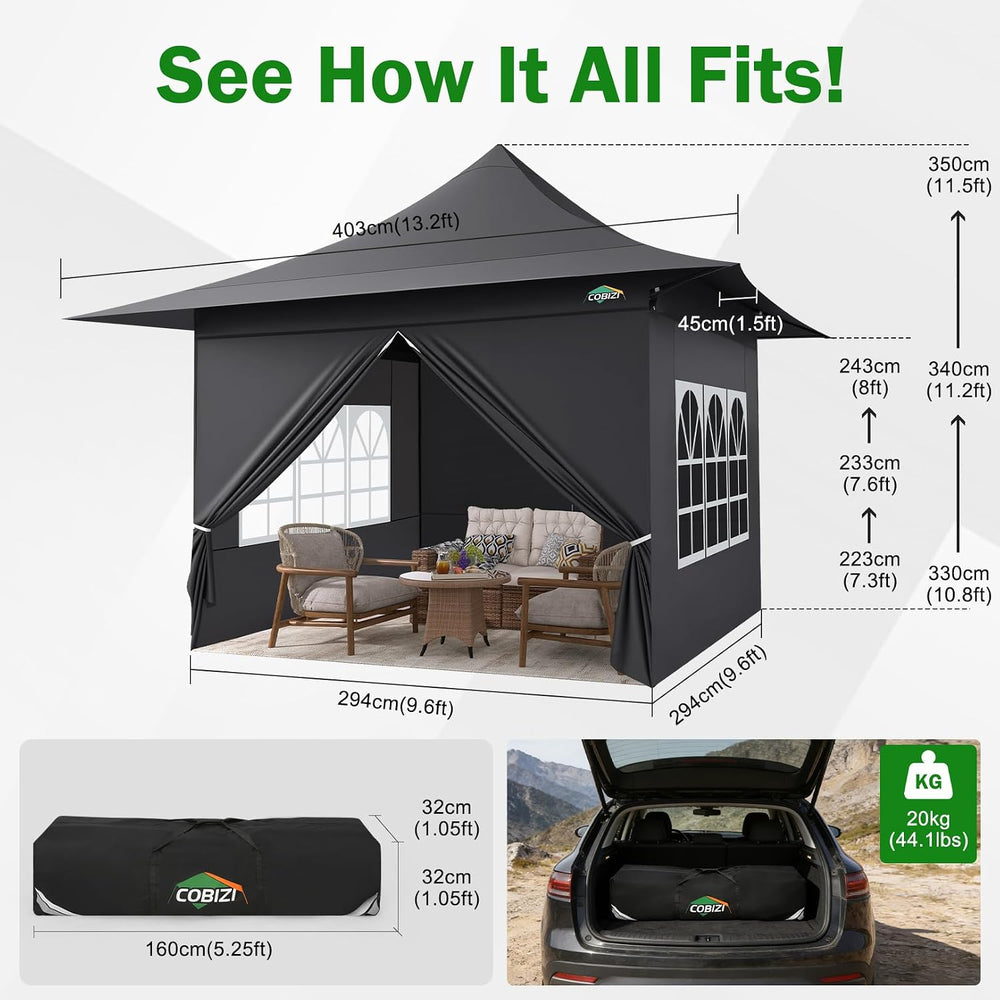COBIZI 13x13 Pop up Canopy with 4 Sidewalls, Heavy Duty Tent for Parties