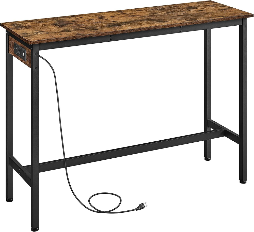 VASAGLE Bar Table with Power Outlets, Computer Desk, 47.2" W