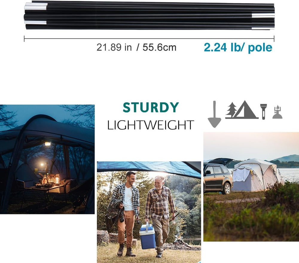 Aluminum Tent Poles Replacement, Black Pre-Assembled Tent Pole, 7001 T6 Heate...