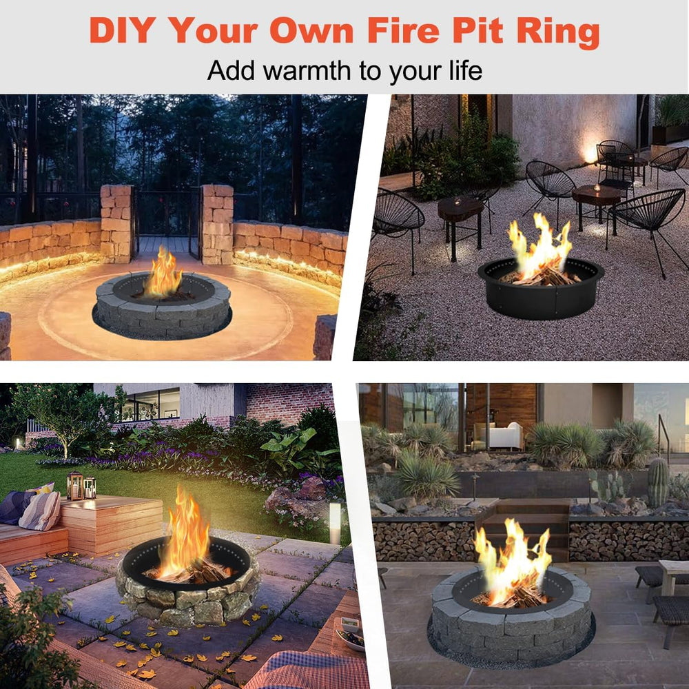 Koutemie Outdoor Smokeless Fire Pit Ring Liner 32-Inch Outer/28-Inch Inner Di...