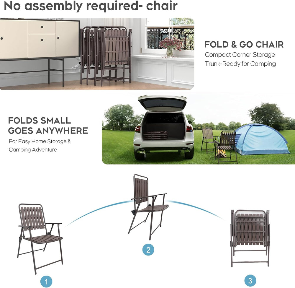 3 Pieces Patio Bistro Set Folding Small Table Chairs Set for 2 Outdoor Bistro...