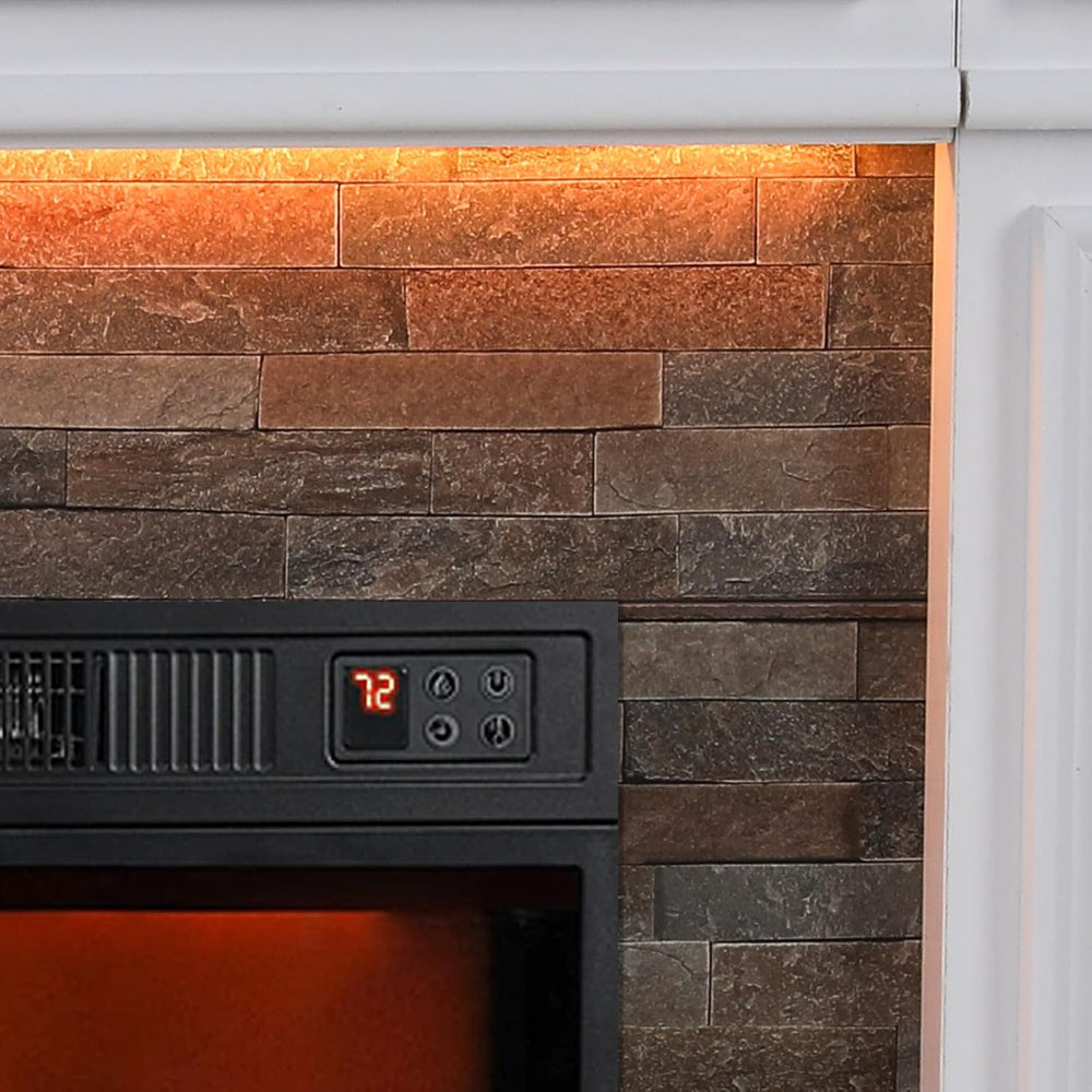 LGHM 44" Electric Fireplace with Mantel, Tall Fireplace Heater Freestand...