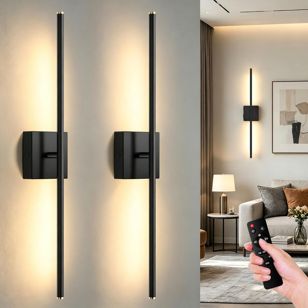 ZZXX 28 Inch Hardwired Wall Sconces Set of Two, Modern Black Wall Lights