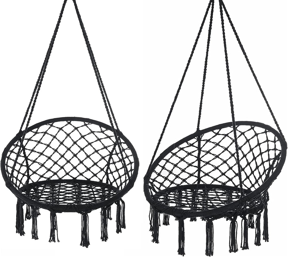 Garpans Macrame Hammock Set of 2 - Bohemian Style Hammock Swing Chairs with T...