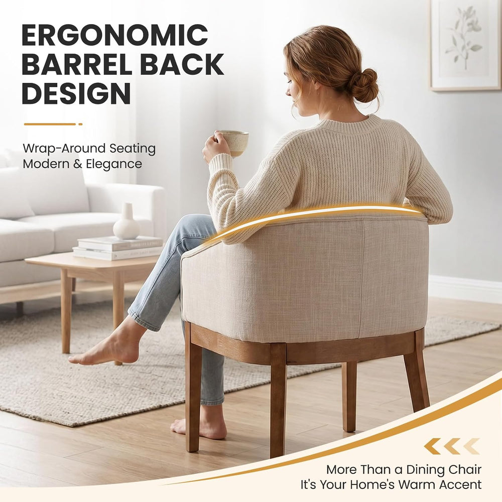 RIVOVA Upholstered Dining Chairs Set of 4 Modern Linen Dining Room Chairs Cur...