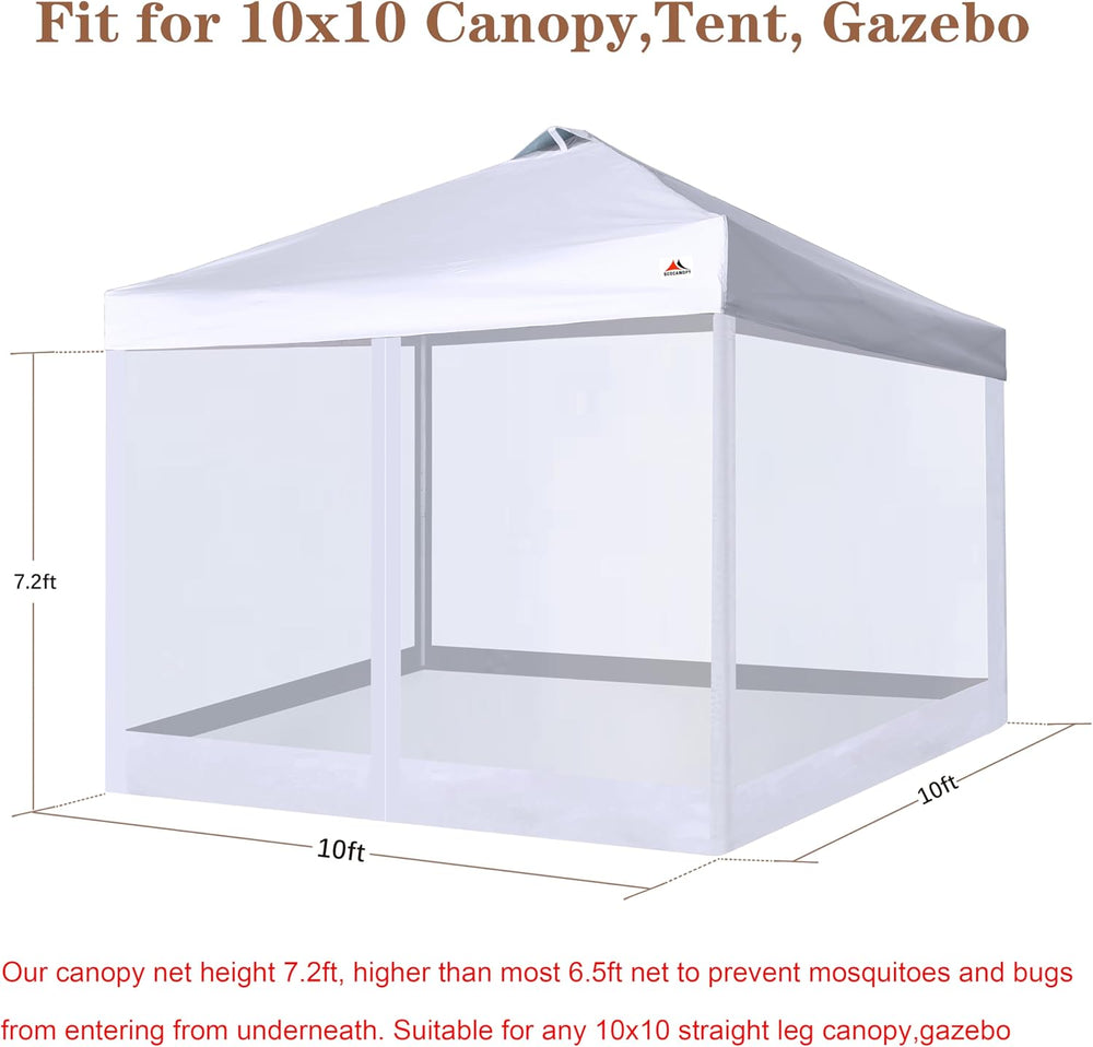 SCOCANOPY Replacement Mesh sidewall for Most 10x10 Canopy Or Gazebo,(White)