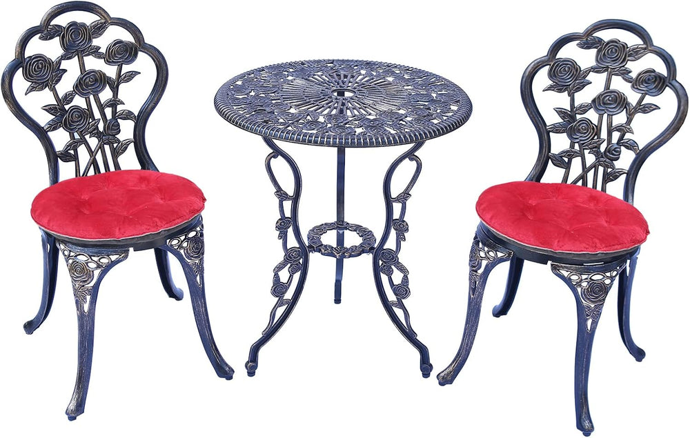 Mandolin Copper Rose Cast Aluminum 5 Piece Patio Dining Bistro Set