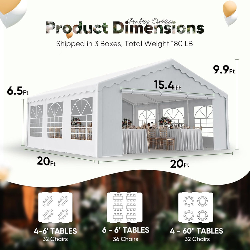 20x20ft Heavy Duty Party Tent with Storage Bags