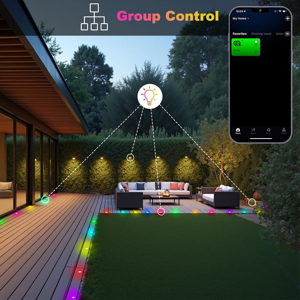 Recessed LED Deck Lights Kit, 6 Pack Φ1.77 WiFi Pixel RGBW+IC Multicolor