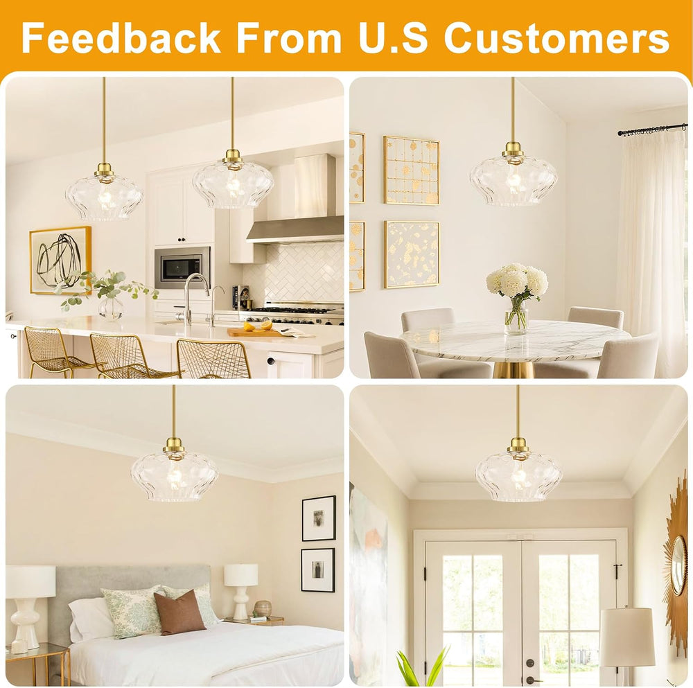 Modern Pendant Lights Kitchen Island, Brushed Gold Pendant Light Fixtures wit...