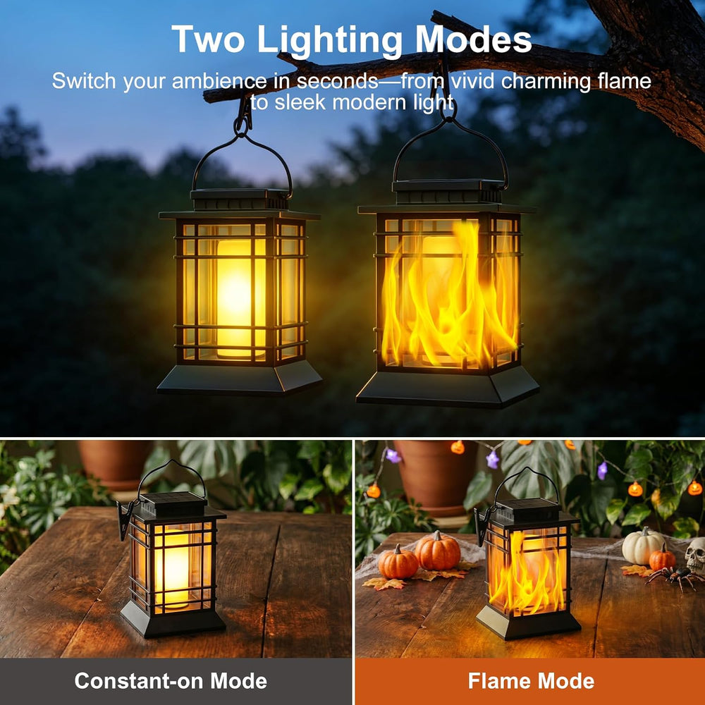 Brightever 4-Pack Solar Lanterns Outdoor Waterproof, Flickering Flame Solar L...