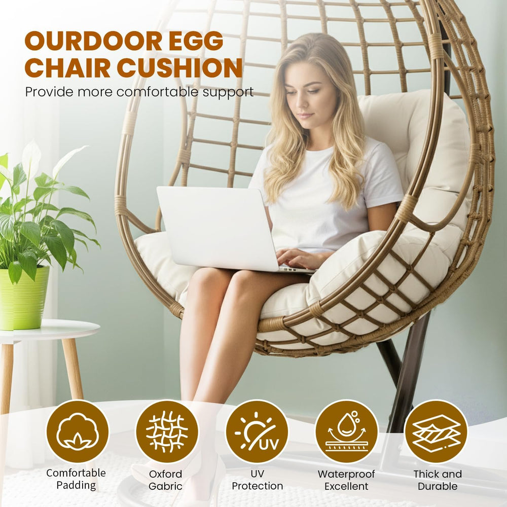 Egg Chair Cushion Replacement Outdoor Hanging Chair Cushion for Patio Furitur...
