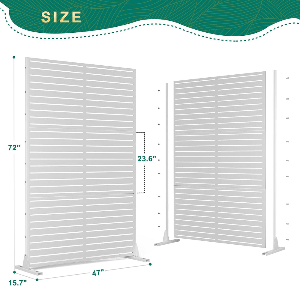 72" H×47" W Metal Outdoor Privacy Screen Freestanding, Panels for P...