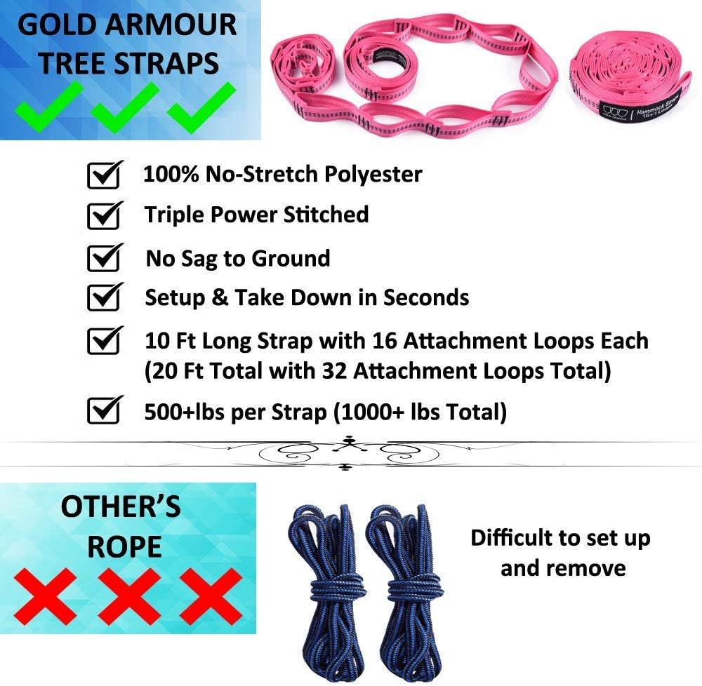 Gold Armour Camping Hammock - XL Double Hammock Portable Hammock Camping Acce...