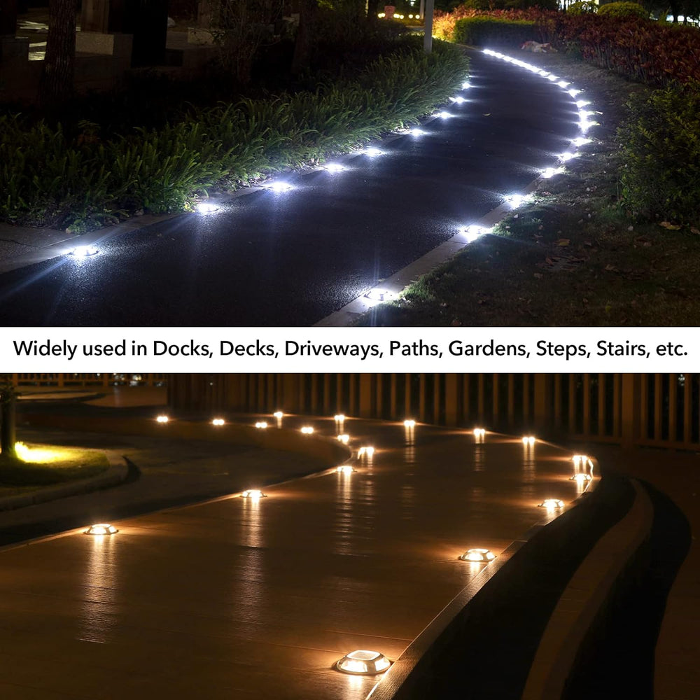 AGPTEK Solar Driveway Lights Outdoor 12 Pack, 2 Color Modes LED Deck Dock