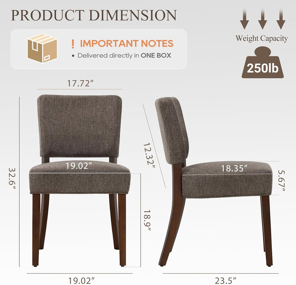 COLAMY Upholstered Dining Chairs Set of 2, Fabric Kitchen Chairs with Padded ...