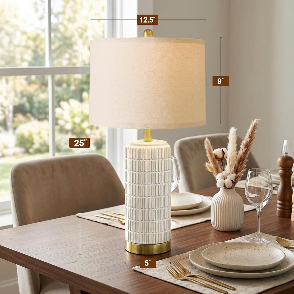 PoKat 25'' Modern Table Lamps Set of 2 for Living Room with Gold Base...
