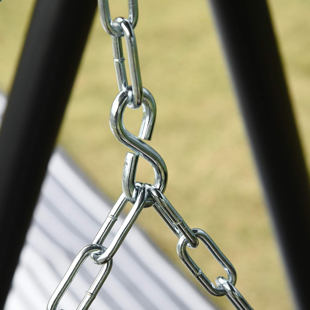 Outsunny 2-Seater Hanging Porch Swing Chains 440lbs Weight Capacity Black