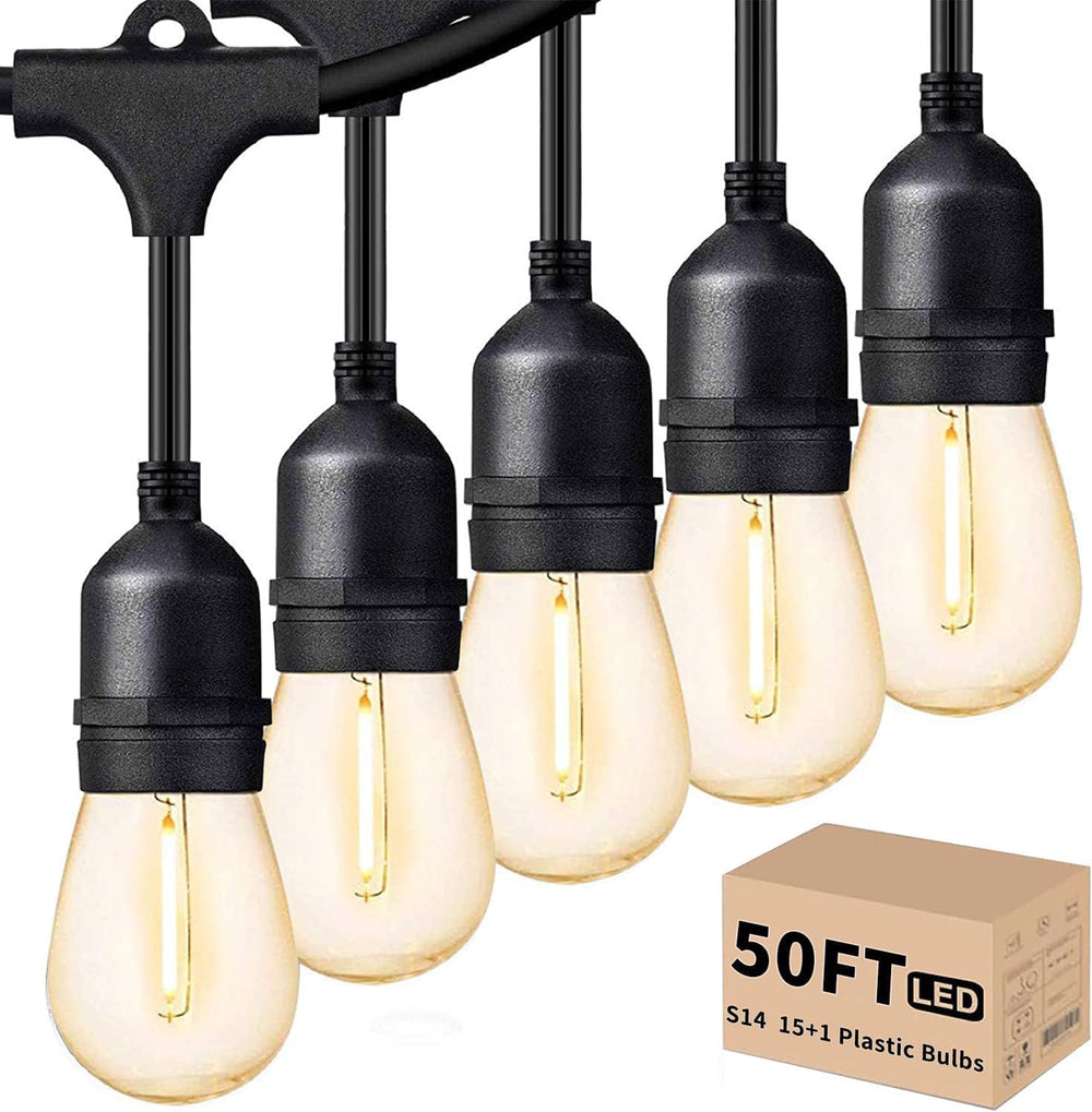 Svater Outdoor String Lights 50 FT Outside LED Patio Light E26 Waterproof