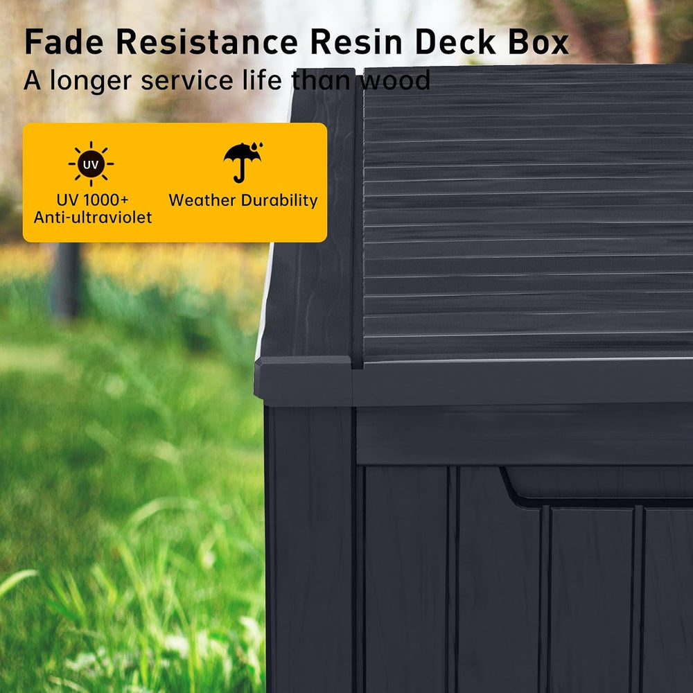 DRATO 200 Gallon Deck Box, Waterproof Resin Large Outdoor Storgae Box for Pat...