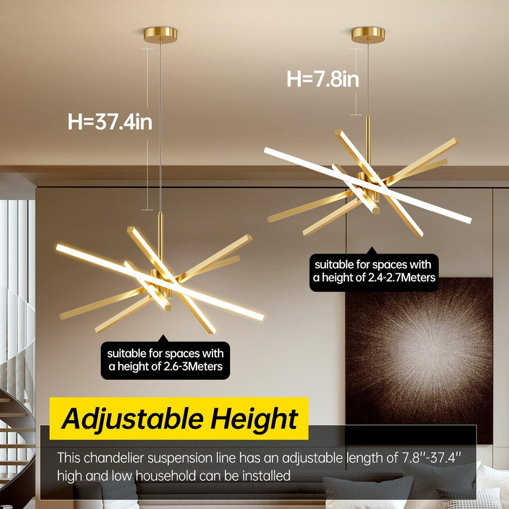 Modern Sputnik Chandelier Ceiling 82W LED Gold Pendant Light Embedded Mount C...