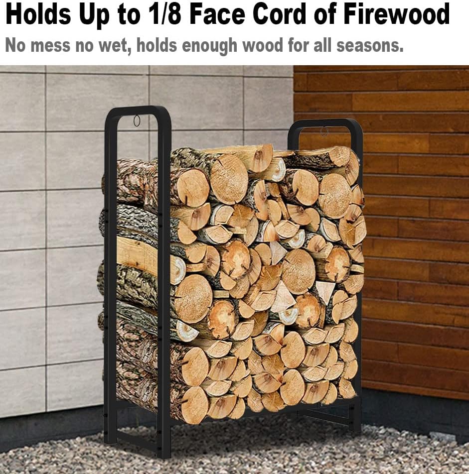 Firewood Rack Stand 2ft Heavy Duty Logs Holder for Outdoor Indoor Fireplace M...