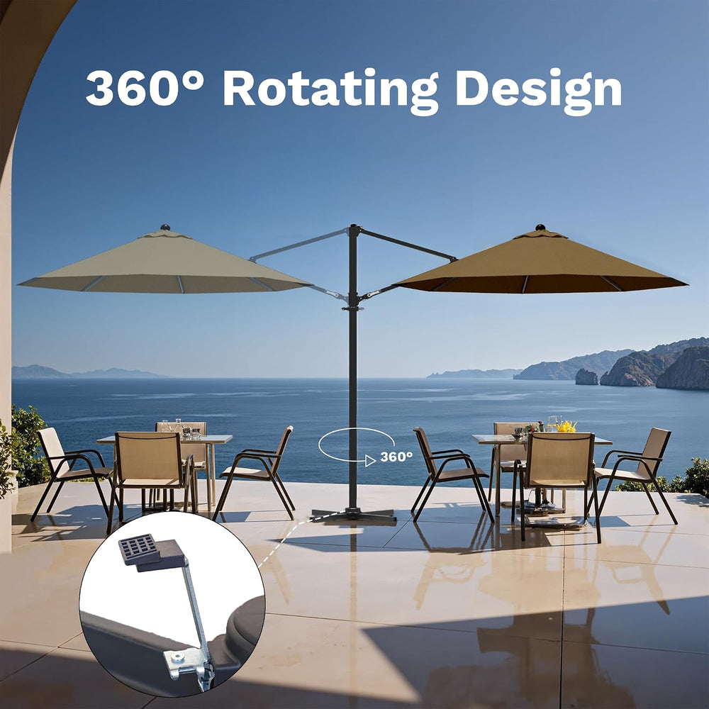 Devoko 10ft Cantilever Patio Umbrella, Round Large Outdoor Umbrella with 360-...