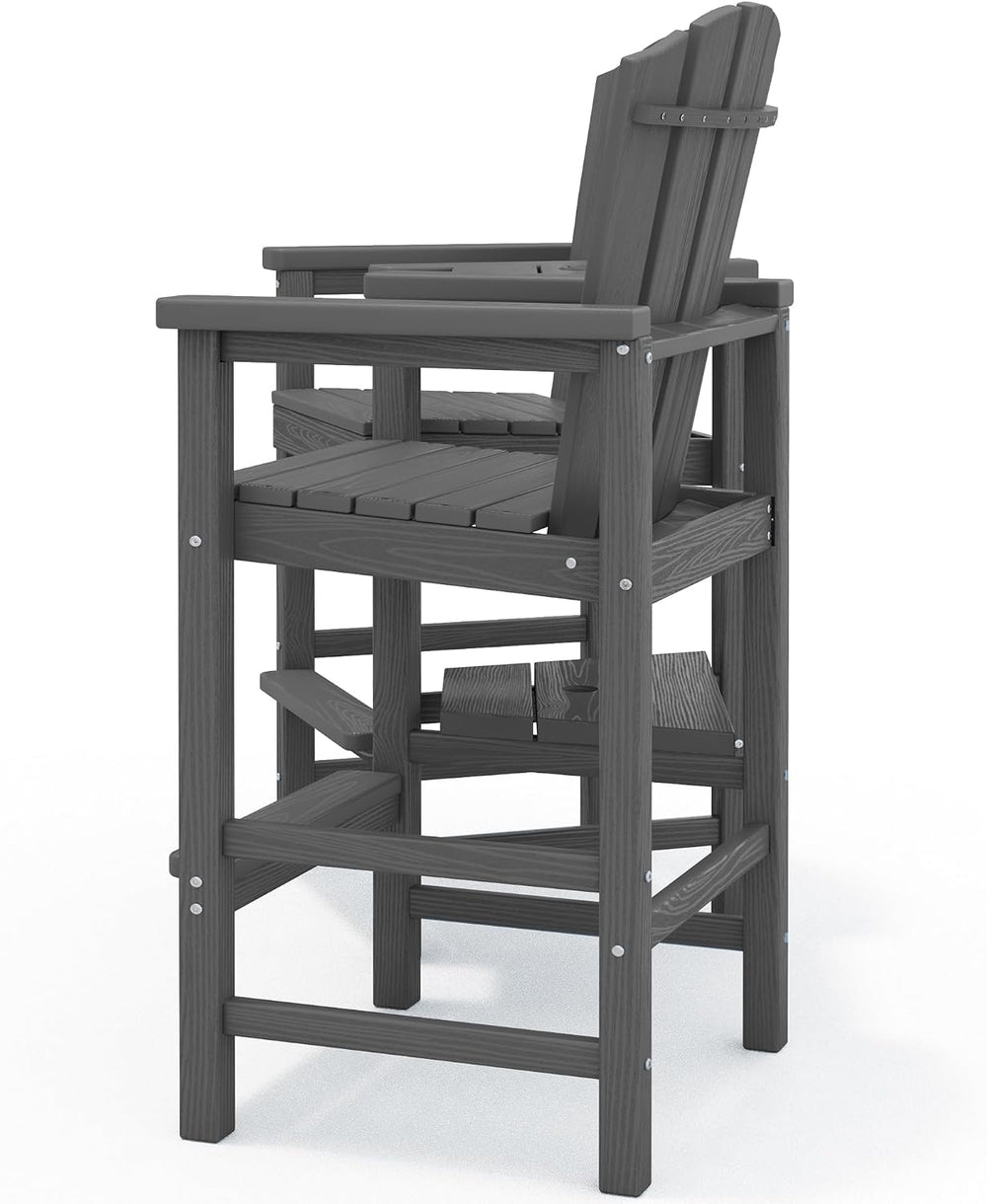 KINGYES Tall Adirondack Chair Set of 2 with Double Connecting Trays, Gray
