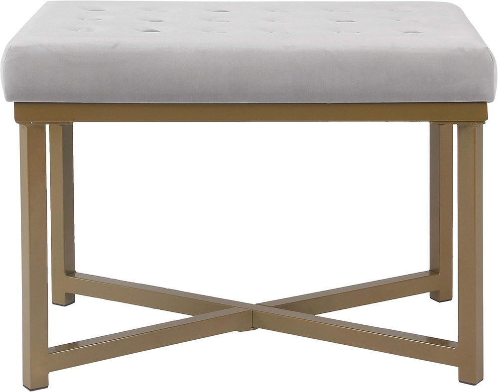 HomePop 24" Tufted Velvet Ottoman Bench - Silver