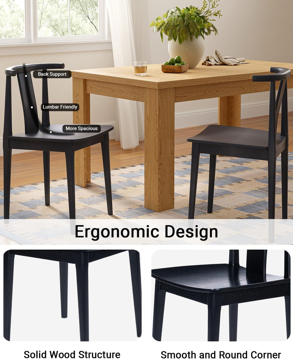 Wood Dining Room Chairs Set of 2, Mid Century Modern Kitchen Chairs Wishbone ...